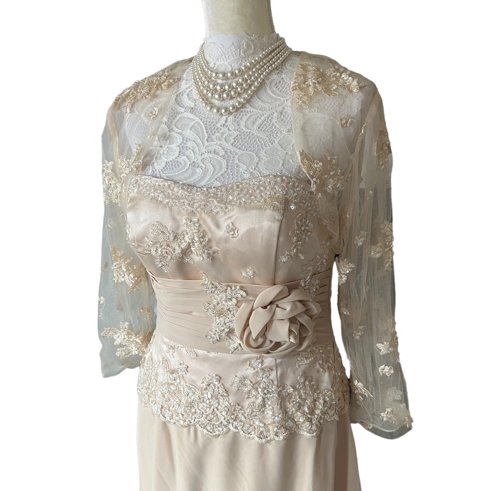Strapless satin beaded ball gown dress nwot